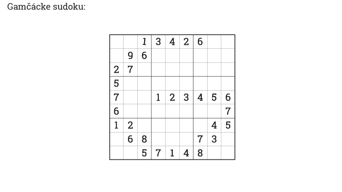 Gamčácke sudoku